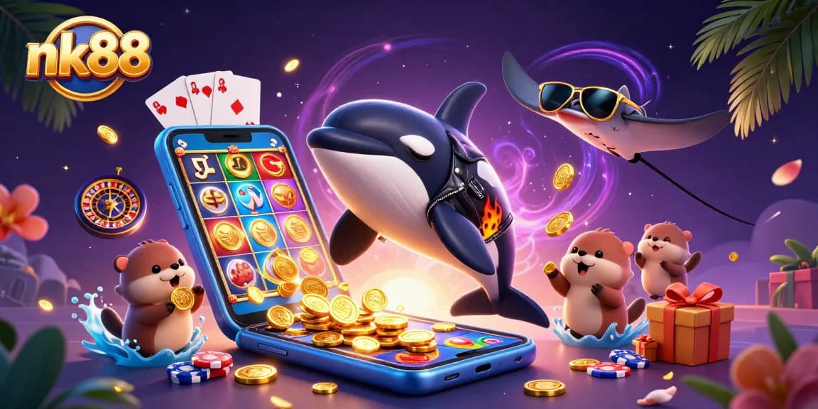 Experience thrilling gameplay at nk88 with our vibrant 3D casino illustration featuring rich game elements.