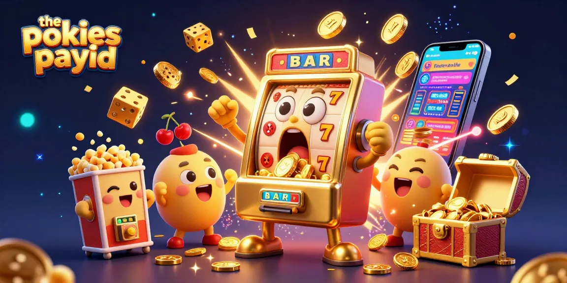 The pokies payid creates excitement with a lively 3D slot machine scene showcasing jackpots, cheers, and gold coins.