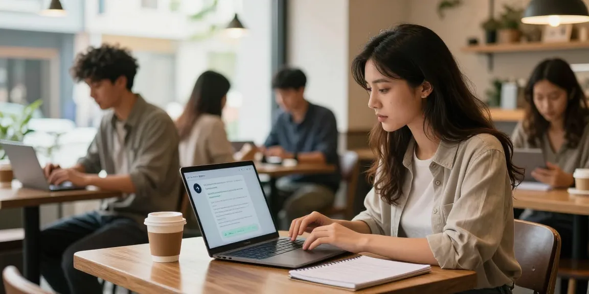 Interacting with Crush on AI in a cozy café setting.